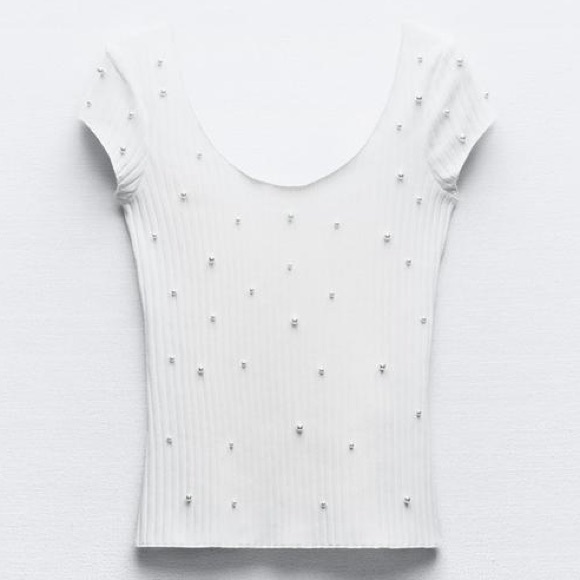 Zara NWOT Pearl T-shirt - Picture 1 of 7